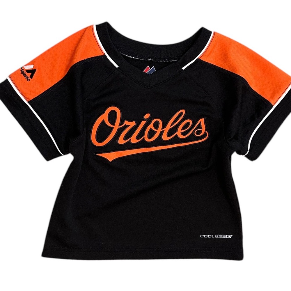 Majestic Black and Orange Orioles Kids Jersey